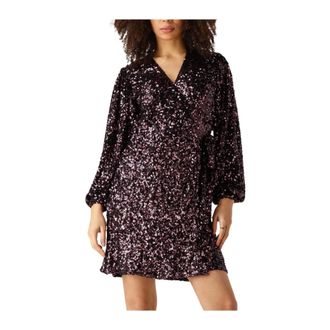 Notre-V Kleedjes, Dames, Paars, XS, Polyester, Paarse Mini Jurk Nv-Elena