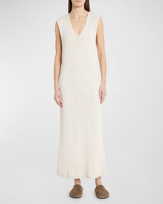 The Row Folosa Open-Knit Maxi Silk Dress