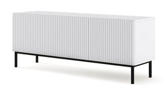 AKL FURNITURE Mueble para TV efecto madera Blanco y Negro LED