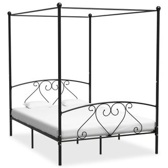 Berkfield Home Canopy Bed Frame Black Metal 160x200 cm