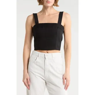 Alice & Olivia Natalia Lace-Up Crop Top in Black at Nordstrom Rack, Size 12