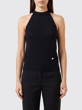 Balmain Top in maglia con scollo allamericana in pura lana merino