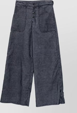 Emporio Armani striped velvet straight-leg trousers