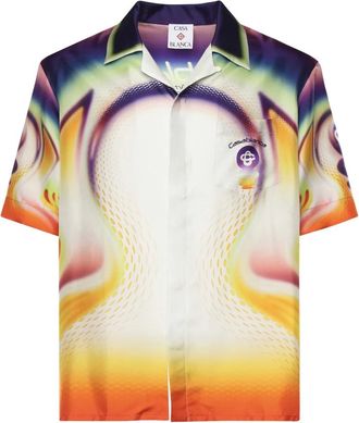 Casablanca Camisa de sarga de seda de manga corta - Shirts - Hombre - Multicolor - L