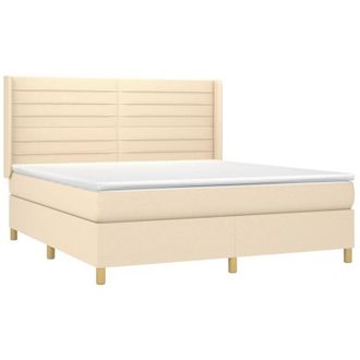 vidaXL Vidaxl - Cama Box Spring Colch&oacute;n Y Luces Led Tela Crema 160x200 Cm