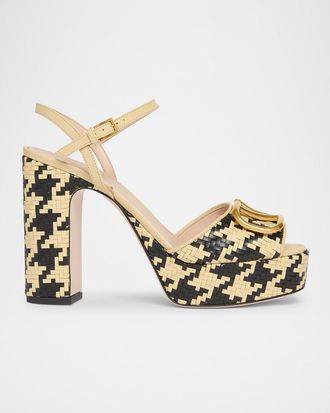 Valentino Garavani VLogo Signature Houndstooth Woven Platform Sandals