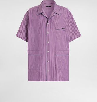 Dolce & Gabbana Hawaii Striped Poplin Shirt - Man Multicolor 37