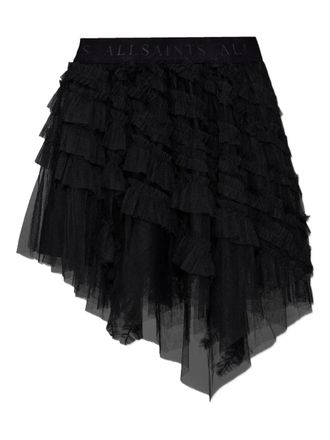 AllSaints Jayde tulen rok met ruches - Zwart