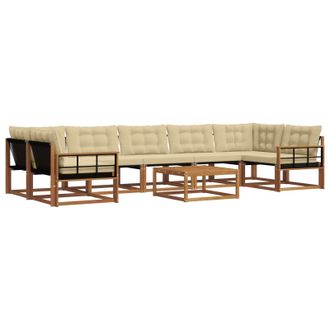vidaXL Conjunto De Sof&aacute;s De Exterior Con Coj&iacute;n 8 Pcs Natural Y Beige Vidaxl