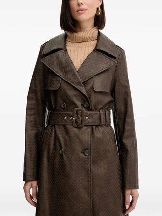 Guess Co belted double-breasted coat - women - Polyester - S - Brown