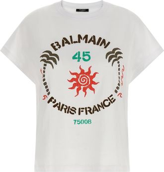 Balmain White Club 45 Print T-shirt