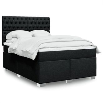 vidaXL Cama Box Spring Con Colch&oacute;n Tela Negro 140x200 Cm