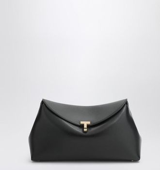 Toteme Black leather T-lock clutch bag