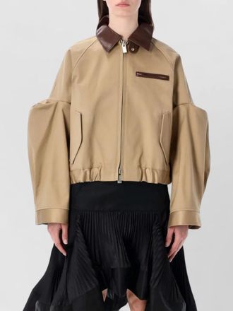 sacai cotton cropped bomber jacket