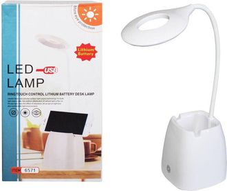 Trade Shop Trade Shop Traesio - Trade Shop - Lampada Por Tavolo Scrivania Con Portapenne 16 Led Collo Flessibile Y Girevole