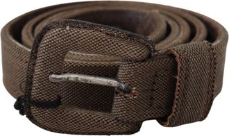 Costume National Bruin Leren Logo Gesp Tailleband