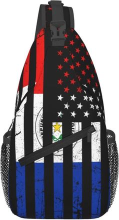 Generic Paraguayan American Flag Paraguay Roots America Crossbody Bag Trendy Sling Bag Breathable Backpack For Outdoors Women Runner