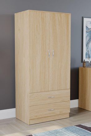 Home Discount Vida Designs Riano 2 Door 2 Drawer Wardrobe Storage in Brown