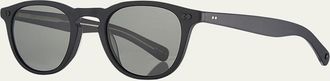Garrett Leight Mens Hampton X Round Acetate Sunglasses, Black