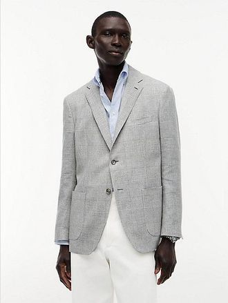 Tommy Hilfiger Prince Of Wales Check Regular Fit Linen Blend Blazer