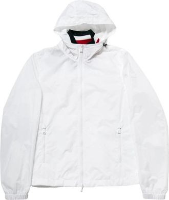 Paul & Shark Lichtgewicht Jas met Capuchon en Gestreepte Kraag - Heren - Zomerjassen - Wit - L - Nylon - Jassen