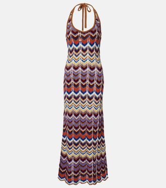 Faithfull The Brand Elisa chevron crochet cotton-blend maxi dress