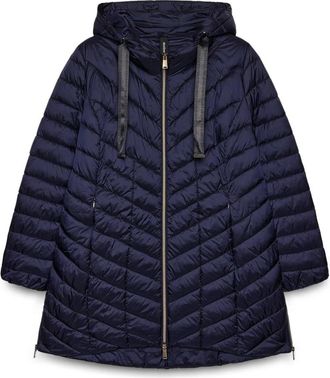 Fiorella Rubino Lange Lichtgewicht Donsjas - Dames - Dons jassen - Blauw - 2XL - Polyester - Jassen