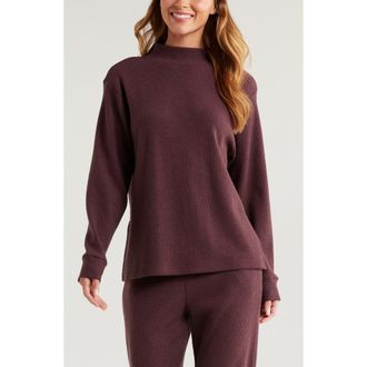 Zella Cozy Waffle Knit Tunic in Burgundy Fudge at Nordstrom Rack, Size Xx-Large