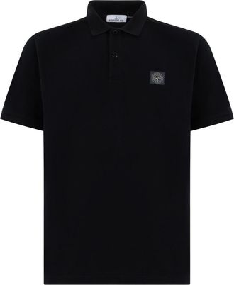 Stone Island Black Regular Logo Polo