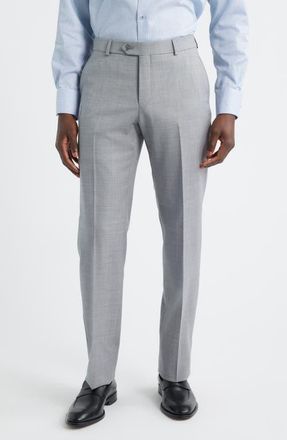 Berle Flat Front Light Grey Super 120s Wool Dress Pants at Nordstrom, Size 32