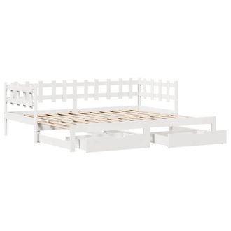 vidaXL Sof&aacute; Cama Nido Con Cajones Sin Colch&oacute;n Blanco 90x190 Cm Vidaxl