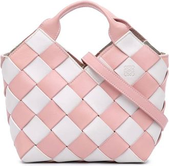 Loewe Borsa a tracolla mini a quadretti in pelle di vitello intrecciata 2018 - Rosa