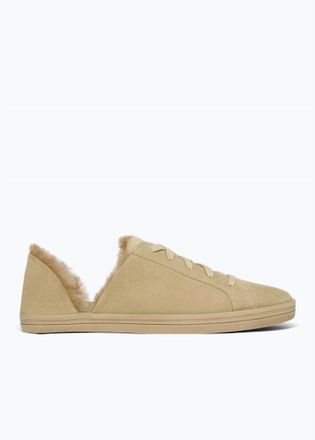 Freda Salvador Womens Eda Dorsay Shearling Sneaker In Stucco Suede