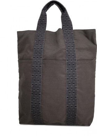 Herm&egrave;s Gray Canvas Tote Bag (Pre-Owned)