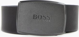 HUGO BOSS Mens Hugo Boss Jensy Structured Plaque Buckle Belt Dark Brown - Size: 110
