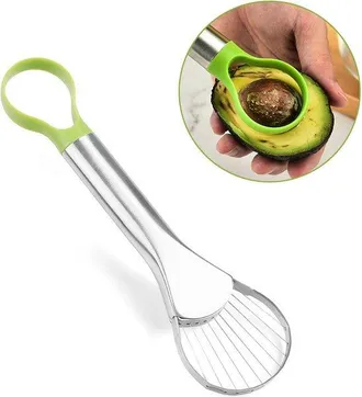 OEM Cortador De Aguacates, Acero Inoxidable, Herramienta Multifuncional Para Aguacates, Vaciar Y Quitar El Hueso, Con Mango De Pl&aacute;stico Verde