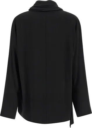 Nude Asymmetrical Draped Blouse - Black