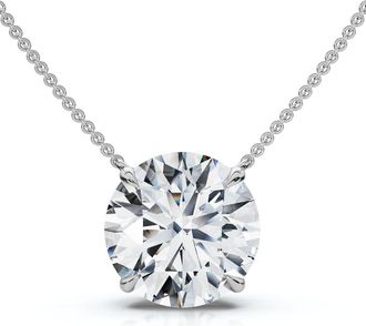 Pompeii3 Certified 3Ct Diamond Solitaire Pendant 14k Gold 18 Necklace Lab Grown