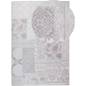 Beliani Beliani - Alfombra Multicolor Gris De Poli&eacute;ster 160 X 230 Cm Pelo Corto Patr&oacute;n Floral Ballica