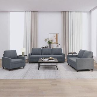 vidaXL Vidaxl - Set di Divani 3 pz con Cuscini Grigio Scuro in Velluto