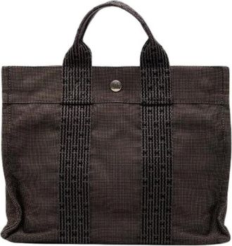 Herm&egrave;s Pre-owned Tote Bags, female, Gray, Size: ONE SIZE Pre-owned Herline PM Canvas Tote Bag
