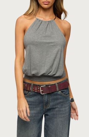 Edikted Damarey Chain Backless Halter Top in Dark-Gray-Melange at Nordstrom, Size X-Small