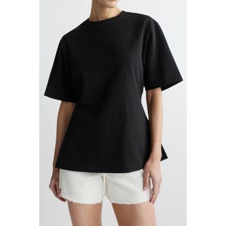 DL1961 Cotton Jersey Peplum Girlfriend T-Shirt in Black at Nordstrom, Size Medium