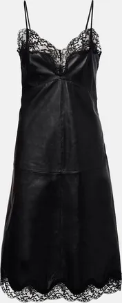 Magda Butrym Lace-trimmed leather midi dress