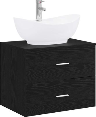 vidaXL Juego De Muebles De Ba&ntilde;o Roble Negro Madera De Ingenier&iacute;a Vidaxl