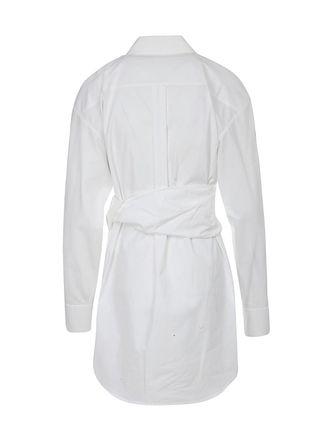 Alexander Wang Alexander Wang Womens Pulled Shirt Dress With Back Cummerbund - White Cotton - Size 8 UK