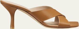 Stuart Weitzman Dayna Leather Crisscross Slide Sandals
