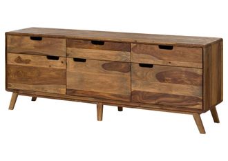 Massivmoebel24 Credenza Sheesham Naturale Sabbiato 180x40x65 (bxtxh) Montato Parzialmente Malm&ouml; 2 231