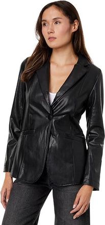 Splendid Leather Blazer Womens Clothing Black : LG (Womens 10-12), Elastane/Leather/Polyester