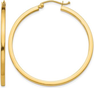 Diamond2Deal 14k Gold 2mm Square Shape Tube Hoop Earrings